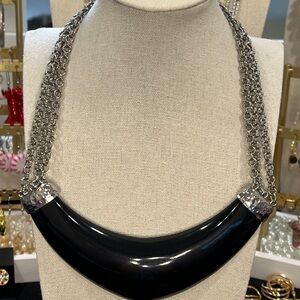 NWOT Chico's Black and Silver Chunky Statement Necklace